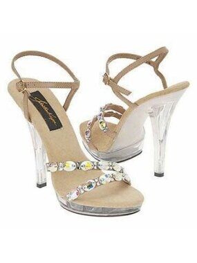 Jonathan Kayne Pageant Shoes Women's Size 8M Austria Clear High Heel Bling